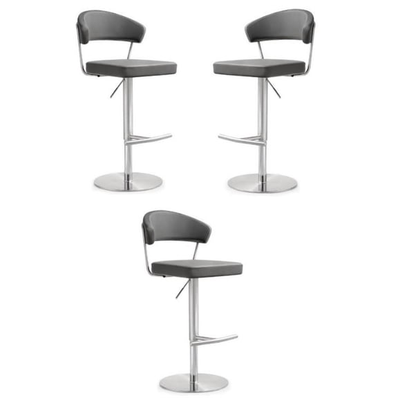 Home Square Cosmo 22" Contemporary Fabric and MDF Barstool in Gray - Set of 3