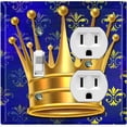 thumbnail image 1 of Metal Light Switch Wall Plate Outlet Cover (Queen Crown Blue Pattern - Single Toggle Single Duplex), 1 of 2