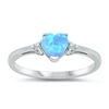 CHOOSE YOUR COLOR Light Blue Simulated Opal Heart Promise Ring .925 Sterling Silver White CZ Female Size 12