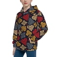 thumbnail image 2 of Lsque Vintage Card Patten Youth Hoodie Sweatshirt Pullover with Kangaroo Pocket Boys and Girls Hoodie Warm Hoodie for Kids-Large, 2 of 6