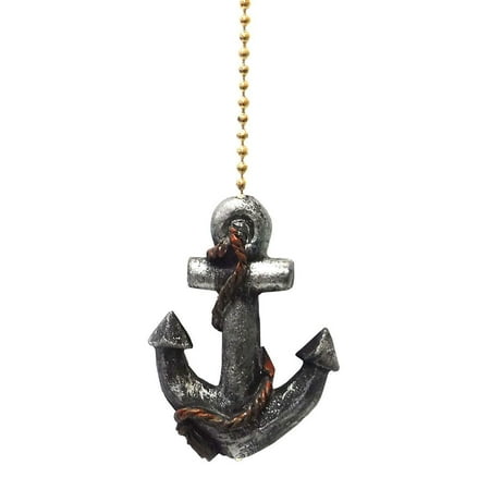 Nautical Anchor W Rope Ceiling Fan Pull Light Chain Ornament Resin Anchor Fan Pull Measures 3 High X 2 Wide By Chesapeake Bay