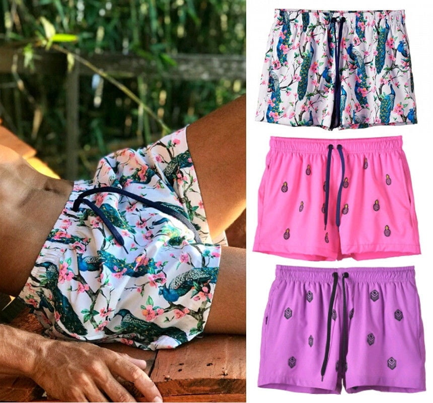 Charming Weed Plant Leaf Black Mens Beach Pants Summer Casual Swim Shorts with Pockets
