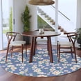 thumbnail image 3 of Round Rug 6Ft Washable Non-Slip, Watercolor Floral Circle Area Rugs for Living Room Bedroom, Spring Flower Leaves Botanical Blue Indoor Floor Mats Carpet Runner for Home Decor Aesthetic, 3 of 8