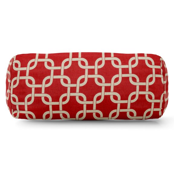 Majestic Home Goods Red Links Indoor / Outdoor Round Bolster Pillow 18.5" L x 8" W x 8" H