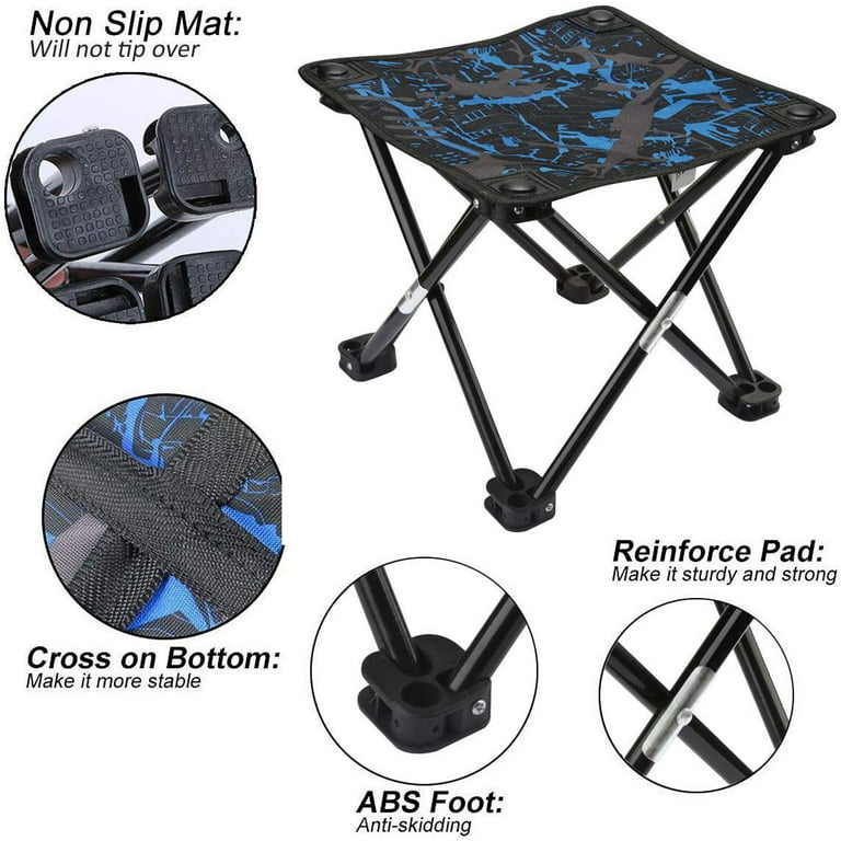 Camping Stool Portable Folding Stool Portable Chair Mini Foldable Stool  Fishing Stool for Adults Fishing Hiking Gardening and Beach