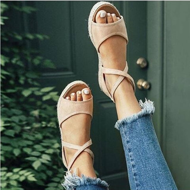 Moda mujer gente zapatos casuales de suela gruesa sandalias casuales de tacón de cuña hueca Wmkox8yii shjk4346