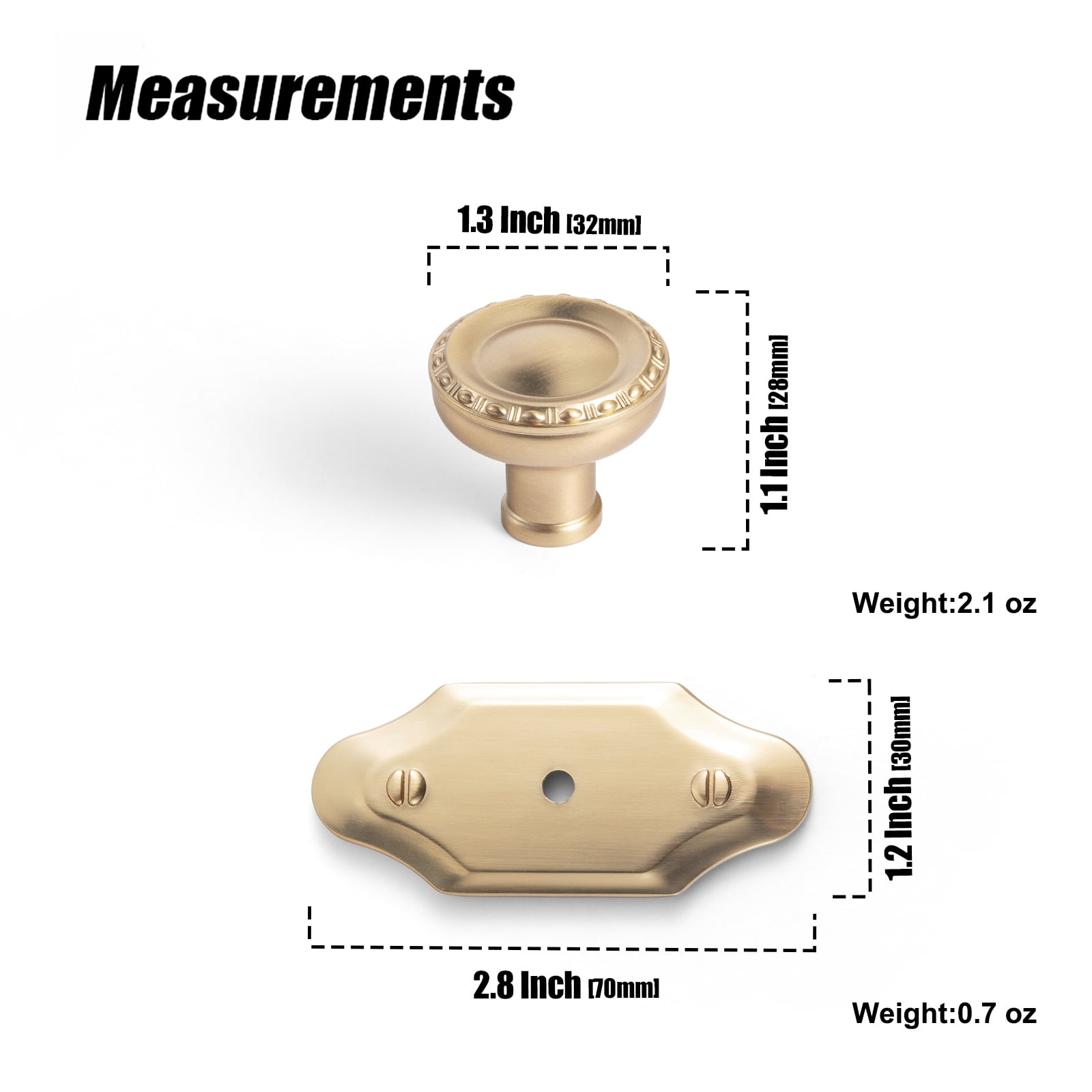 Goo-Ki 12 Pack Champagne Bronze Cabinet Knobs with Backplate for Drawer Cupboard, Vintage Bronze 1.3" Dia Drawer Knob Pulls Handle Zinc Alloy Hardware