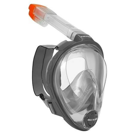Head Sea Vu Dry Full Face Anti Fog L/XL Adults Snorkeling Scuba Swim Mask, Grey