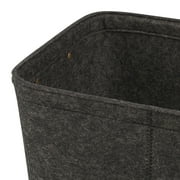 Mainstays Medium Gray Felt Decorative Storage Basket with Faux Leather Handles, 15 in x 11.02 in x 7.87 in