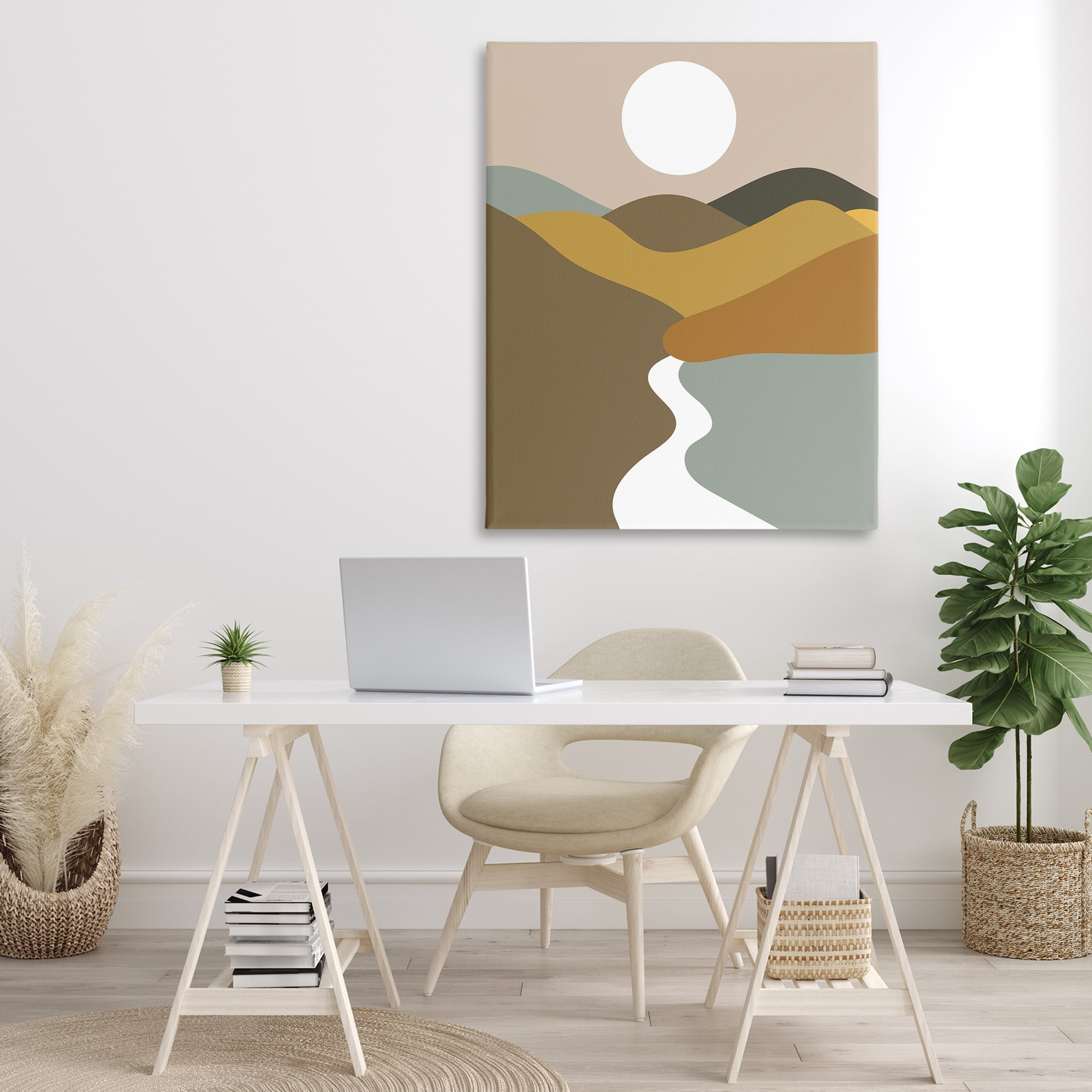 Stupell Industries River Towards Mountains Landscape Painting Gallery Wrapped Canvas Art Print Wall Art, 36 x 48