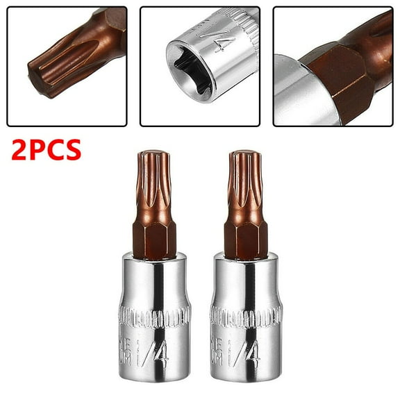 2-Piece 1/4 Inch Drive T30 Torx Bit Socket Set, Chrome Vanadium Steel, For Automotive Repair & DIY Projects