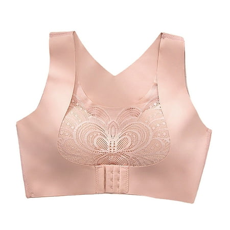 

CLZOUD Comfortable Bra for Women 2 In 1 Front Button Underwear Without Steel Ring Push Up Adjustable Sports Comfortable Seamless Underwear Pink L