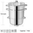 thumbnail image 3 of Ginatex 11-Quart Steam Juicer, Pasta Pot w/Tempered Glass Lid, Easy to Use Stainless Steel Steamer Pot for Cooking, 3 of 6
