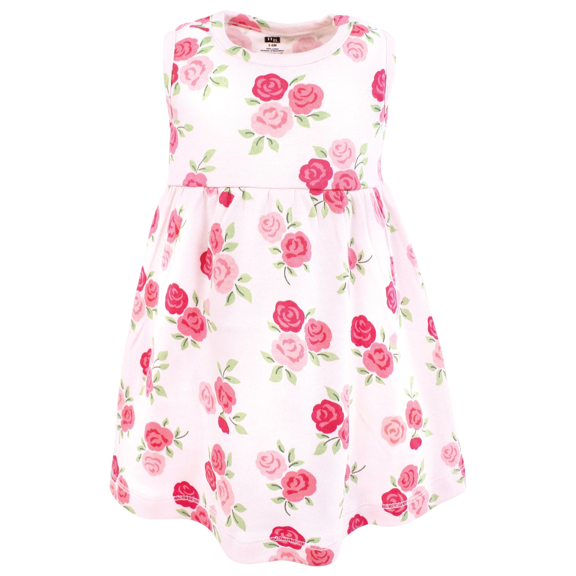 Hudson Baby Infant and Toddler Girls Cotton Dress and Cardigan Set, Bright Pink Rose, 9-12 Months
