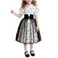 thumbnail image 3 of OGLCCG Princess Dress for Girls Lapel Collar Puff Sleeve Tulle Dress for Birthday Party Cute Hearts Print Lace Summer Dresses 2-8 Years, 3 of 5