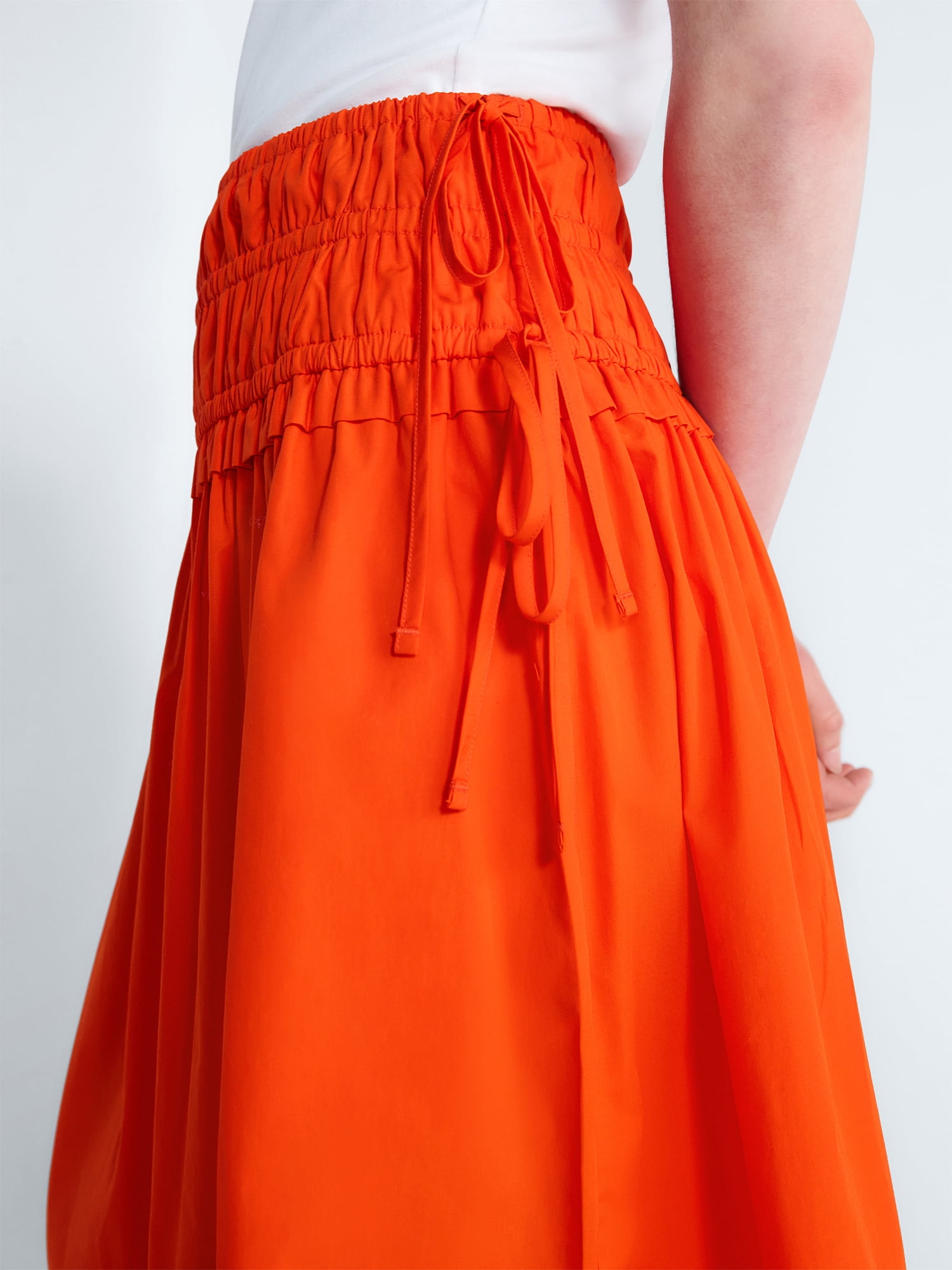 Free Assembly Women's and Women's Plus Smocked Drawstring Cotton Maxi Skirt, Sizes XS-4X