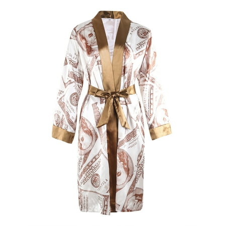 

Dewadbow Women Satin Silk Robes Trendy Long Sleeve Silky Bathrobe Sleepwear