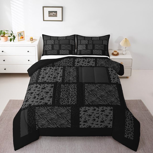 Erosebridal Ensembles de Couette Imprimé Léopard Taille Grand, Literie Imprimée Animal Ensemble de Couette Grand, Décoration Faune, Réversible, Ultra Doux, 3 Pcs