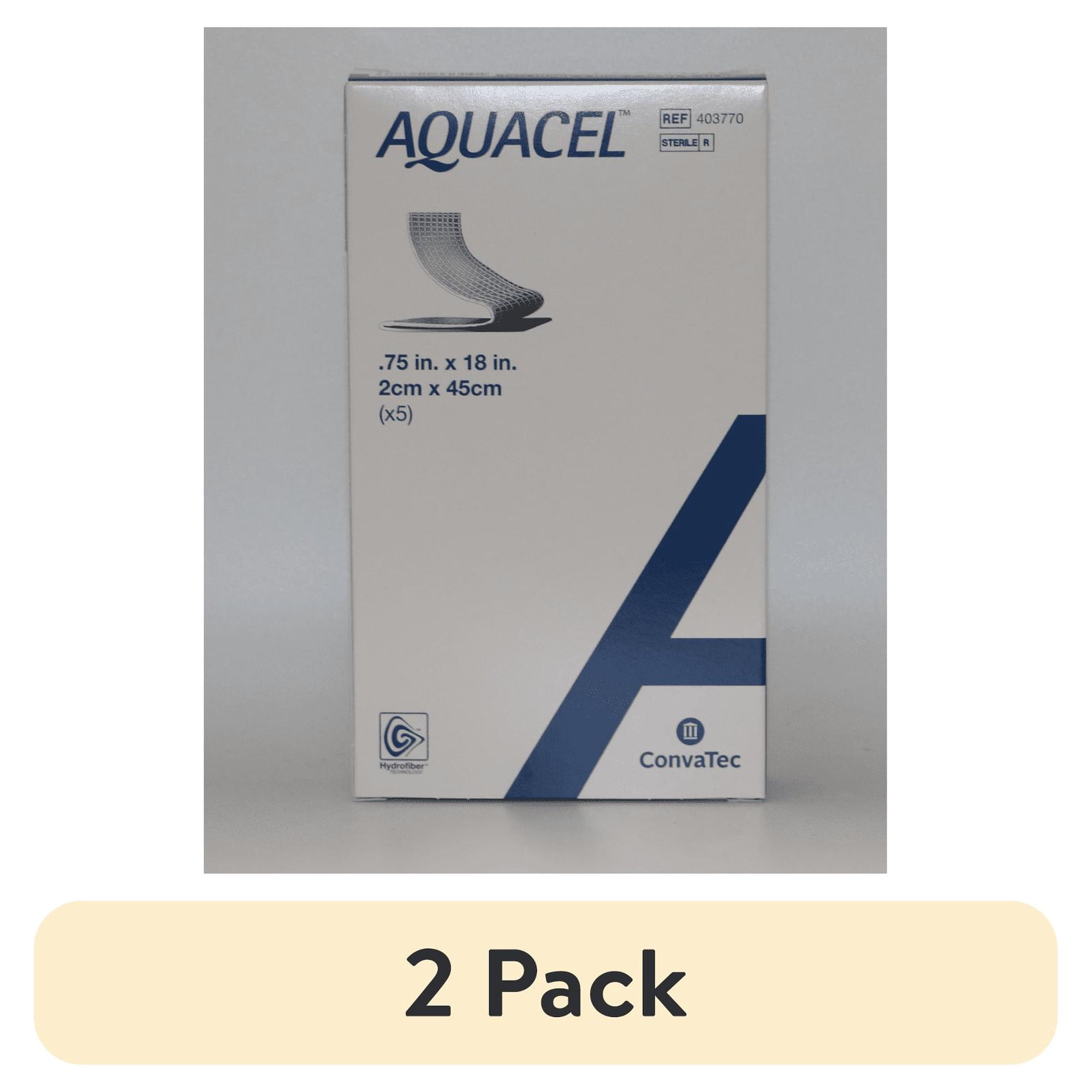 (2 pack) Convatec AQUACEL Hydrofiber 0.75"x18" Ribbon Dressing for Small Wounds, 5ct Box, Sterile