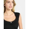 thumbnail image 3 of No Boundaries Sleep Pointelle Baby Tee and Pants Set, 2-Piece, Women’s XXS-3X, 3 of 4
