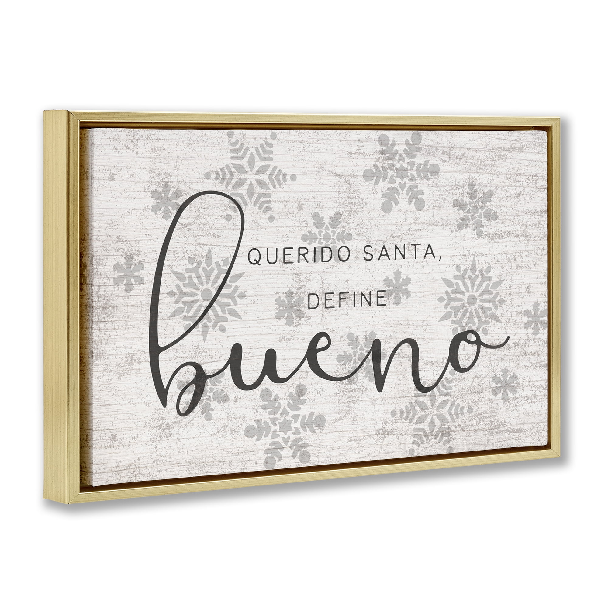 Stupell Industries Querido Santa Define Bueno Holiday Painting Gold Floater Framed Art Print Wall Art, 31 x 21