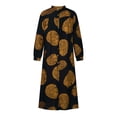 thumbnail image 4 of Robe Grande Taille pour Femmes Col en V Manches Longues Imprimée Tendance Décontractée Ample Été Automne Midi avec Poches, 4 of 7