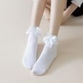 thumbnail image 5 of YooGuoGuo Womens Ankle Socks Lace Ruffle Frilly Cotton Cute Princess Ankle Dress Lace Socks for Girl 2 Pack, 5 of 6