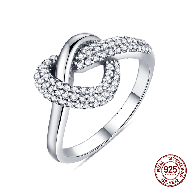 Anillos de dedo de plata para mujer, anillo de cóctel de Plata de Ley 925 Original para mujer, joyería de boda con corazón de circonita cúbica geométrica Tan Jianjun unisex