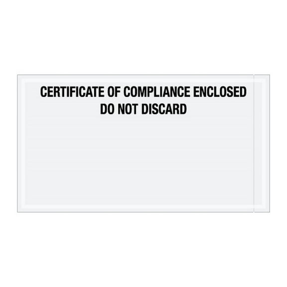 "Certificate Of Compliance Enclosed" Transportation Envelopes 6" X 11" (1000 Case)