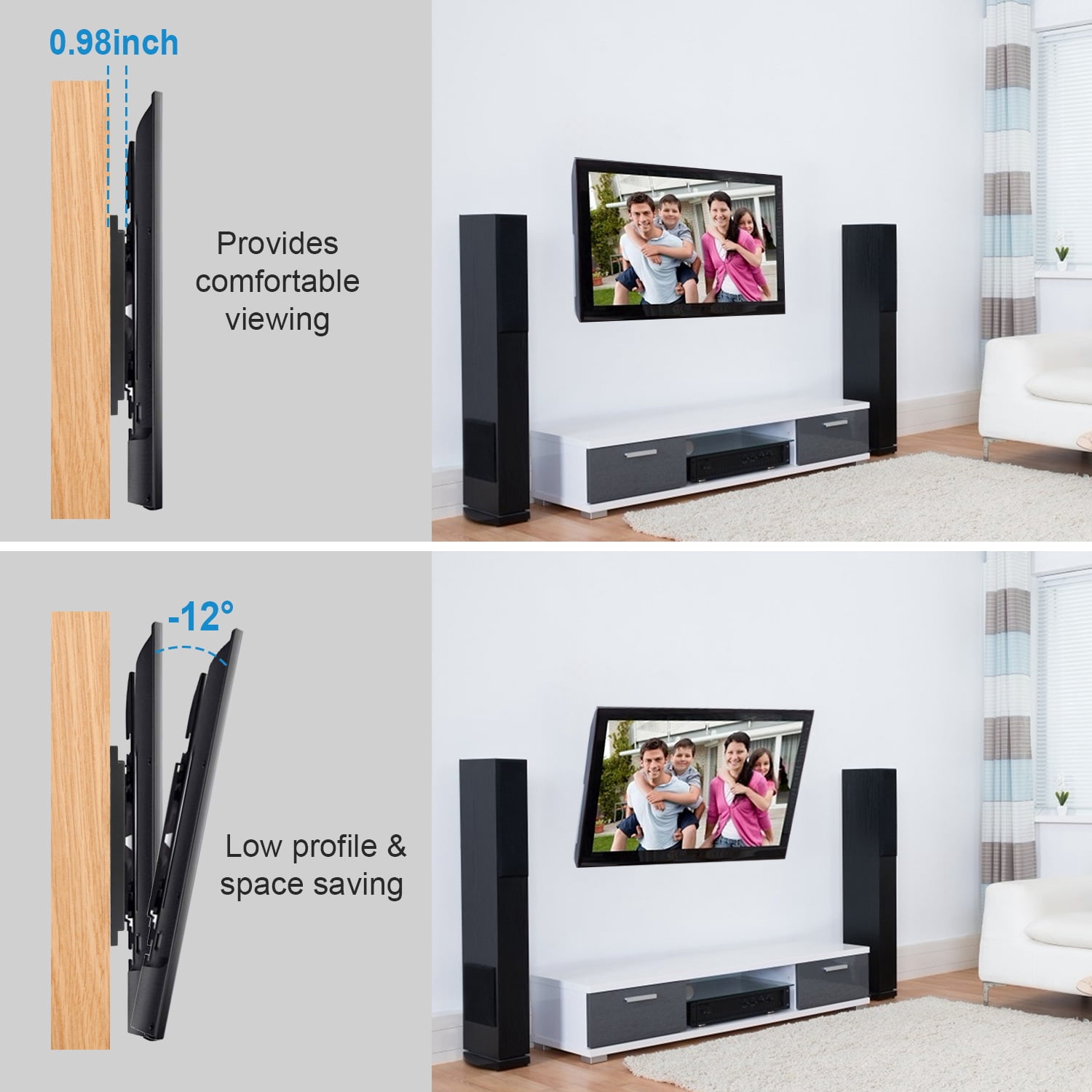 Imountek TV Wall Mount Tilt Dual Arm TV Mount Brackets Max VESA 400x400mm for 26-55in TVs, Black