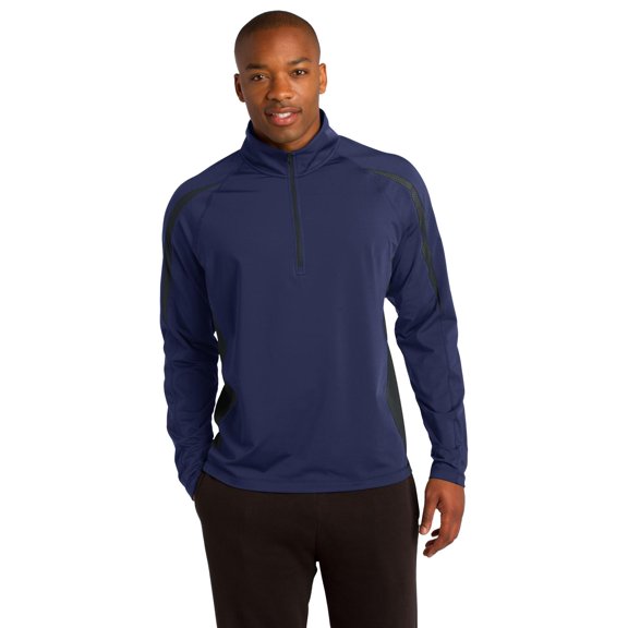 Sport-Tek Mens Stretch 1/2-Zip Colorblock Pullover. ST851