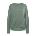 thumbnail image 4 of Wdfiry Long Sleeve Sweatshirt for Women with Front Pocket Crewneck Thin Sweatshirt Lightweight Casual Pullover Fall Winter Tops, 4 of 4
