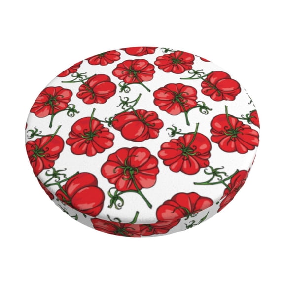 Kdxio Hand Drawn Tomatoes Print Stool Covers Round,Stretch Round Bar Stool Covers Washable Bar Stool Cushion Slipcover for 12-15 Inch Chair