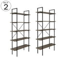thumbnail image 2 of Lavish Home 5-Tier Bookshelf Industrial Style Freestanding Wooden Bookcases, Brown Woodgrain, Set of 2, 2 of 6
