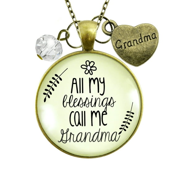 All My Blessings Call Me Grandma Grandmother Necklace Gutsy Goodness Female Adult Bronze Metal