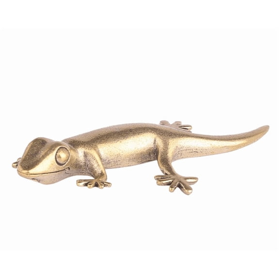Brass Gecko Desk Ornament - Unique Table Decoration for Home and Stylish Brass Figurine Design for Living Room and Study Environment