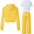 thumbnail image 3 of Boys Girls Sweatsuit Set 3 Piece Long Sleeve Yellow Zipper Sweatshirt and Short sleeves and Jogger Sweatpants Fall Winter Clothes Boy Clothes 8-9 Years, 3 of 5