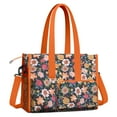 thumbnail image 2 of Teacher Tote Bag,Pioneer Flower Floral Print Pattern Teacher Utility Tote Bag,Large Work Tote Bags for Women with Multiple Pockets,Top Zipper Closure,13.8x10.6x6.7 Inch, 2 of 5