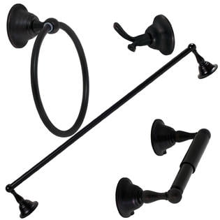 - North Shore 4 Piece Bath Accessory Hardware 24 in. Towel Bar Holder Set, Oil Rubbed Bronze