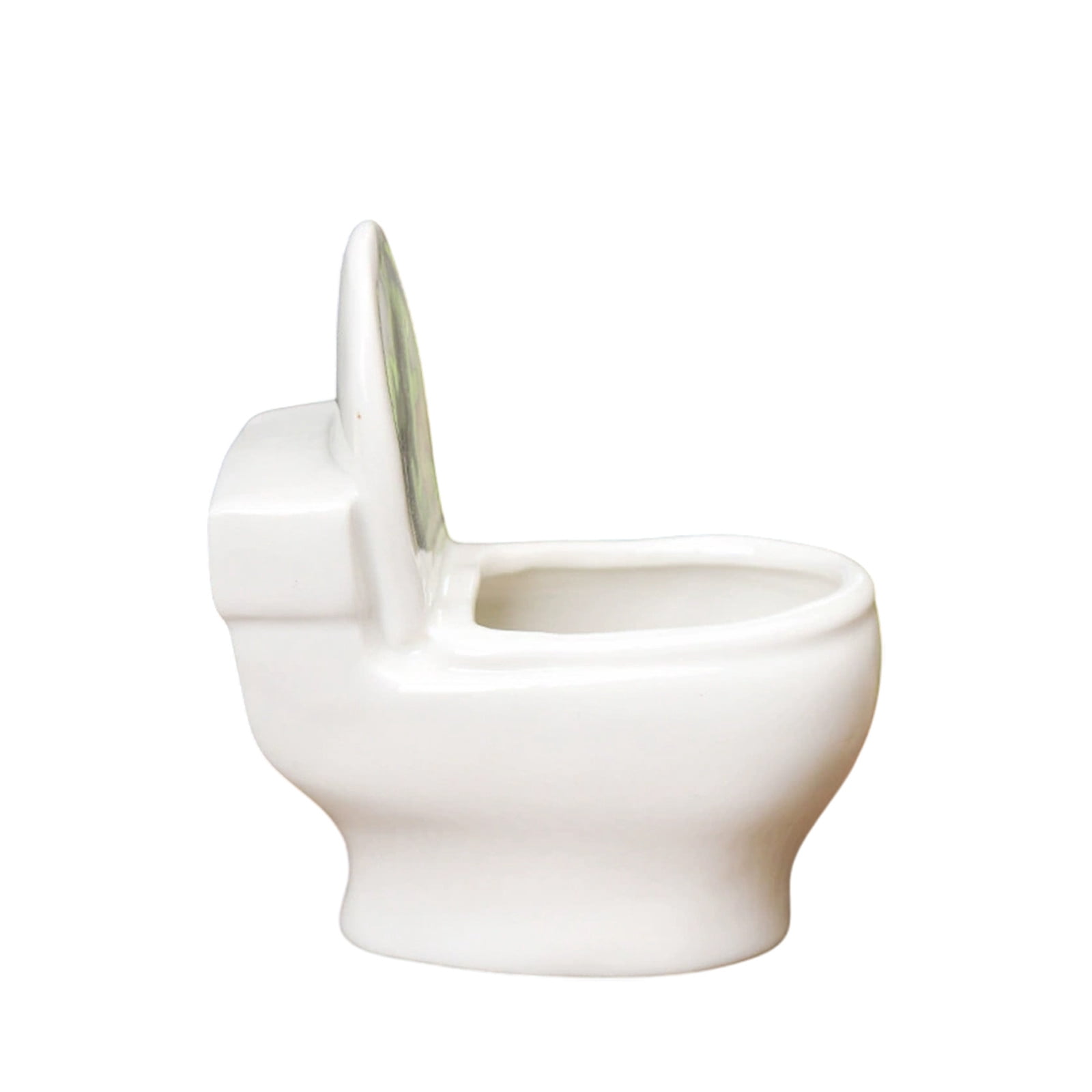 Cadancy Flower Pot Creative Toilet Shaped Planter, Ceramic Succulents Container with Drainage Hole, Funny Bathroom Decor Cactus Holder, Unique Miniature Gardening Gift for Home Office Desktop