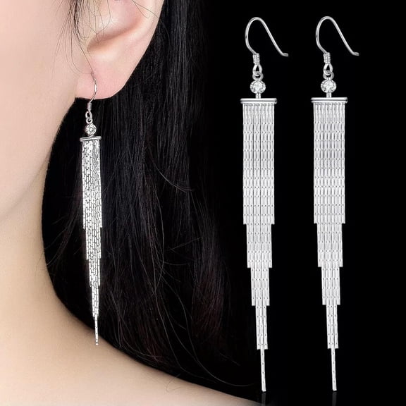 925 Silver Tassel Excellent Earrings Women Fashion Long Earrings Jewelry Gift[m047]