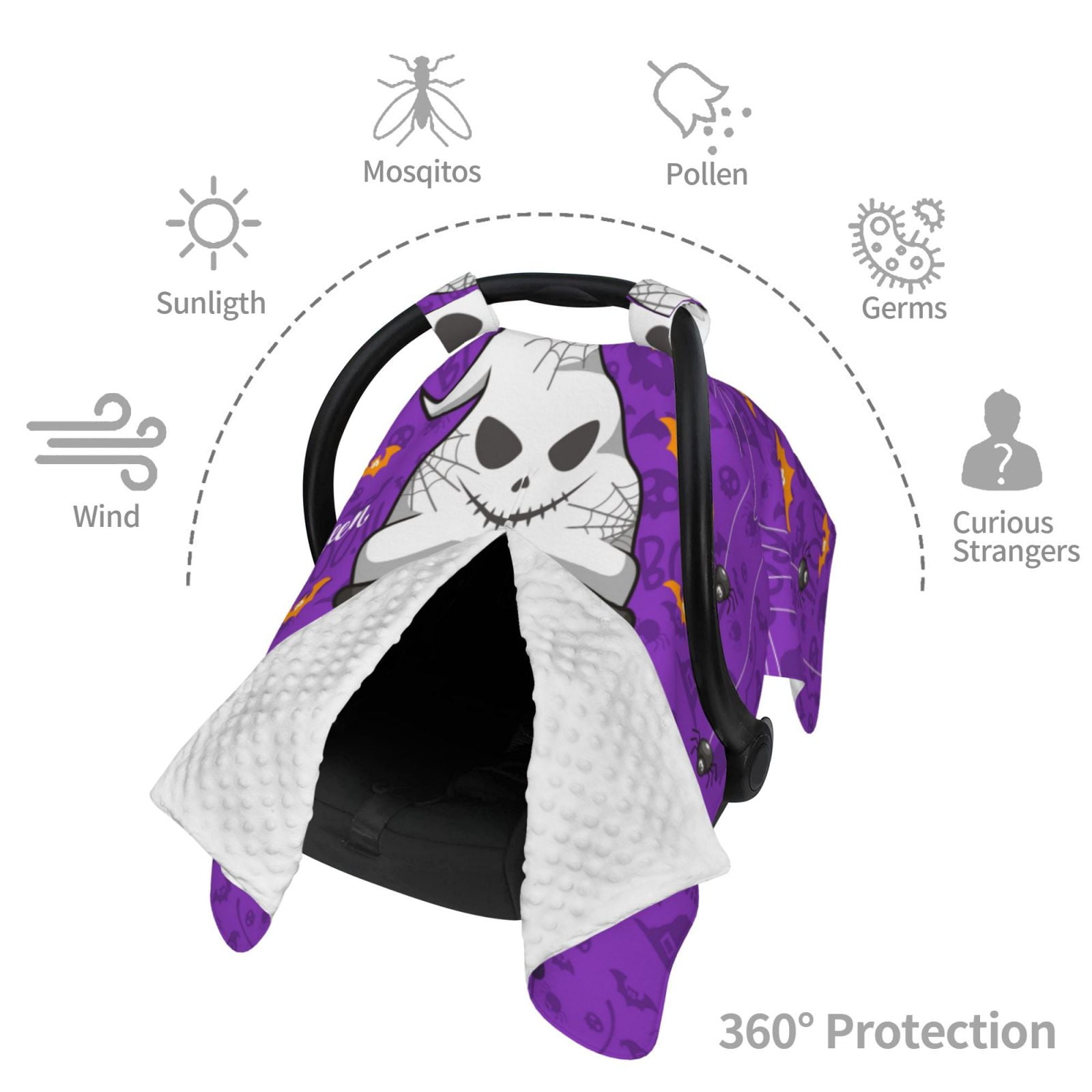 Car Seat Cover Baby - Halloween Happy Old Man F Breathable Infant Car Seat Cover for Baby Carseat, Lightweight Comfort Baby Essentials Must Haves Newborn Stuff for Girl Boy
