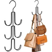 KUNGUGU 1 Pack Purse Hanger Organizer for Closet, Hanging Bag Holder, Metal Handbag Storage Hook Backpack Rack Space Saving Hanger, Black