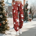 thumbnail image 2 of enyan Women's Popular Print High Waist Premium Jogger Track Pants Christmas Bottoms for Women Red,S, 2 of 6