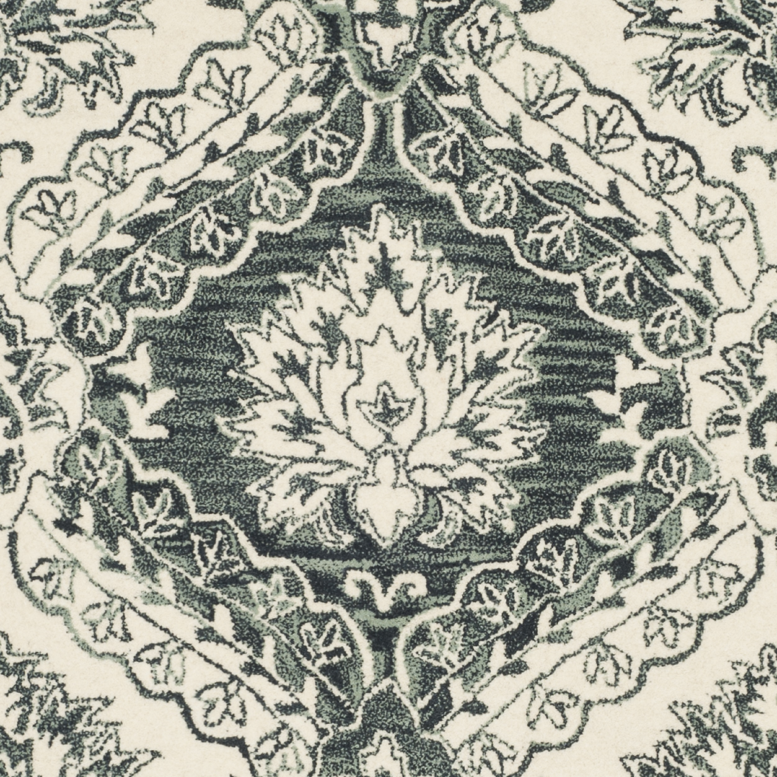 SAFAVIEH Blossom Maxwell Damask Floral Wool Area Rug, Blue/Ivory, 4' x 6'