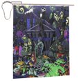 thumbnail image 1 of Cortina de ducha de pesadilla antes de Navidad, 60 x 72 pulgadas, decoración de fiesta con calavera de terror, juego de decoración para bañeras y baños con 12 ganchos, 1 of 8
