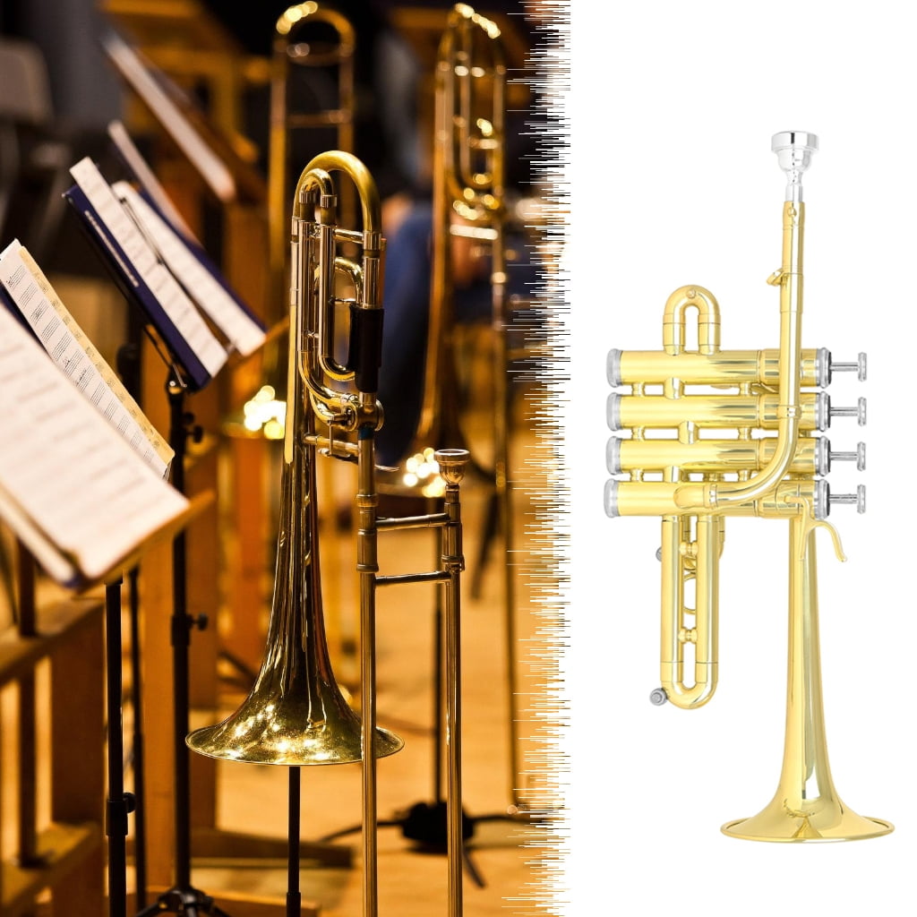 Zeiwohndc Bb Brass Musical Instrument with Mouthpiece Gloves Cleaning Cloth Case