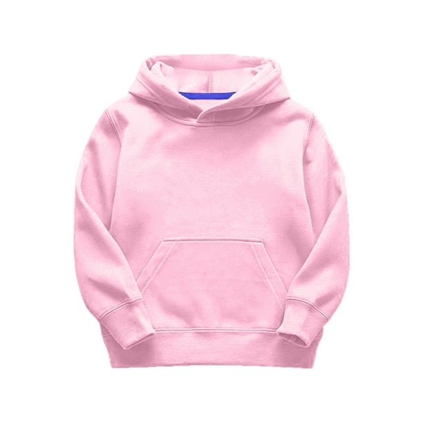 Gibobby Sudadera de cuello redondo de manga larga de algodónNiños Niñas Lana Sólida Manga Larga Patchwork Con Capucha Engrosada Sudadera Cálida Blusa Top(Rosa, 5-6 Años)