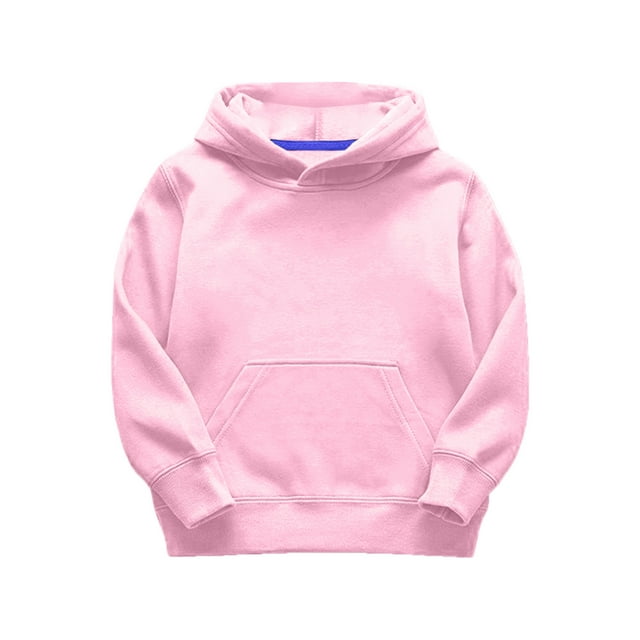GDREDA Cute Sweatshirts for Girls Kids Child Toddler Boys Girls Solid Long Sleeve Patchwork Hooded Thickened Warm Sweatshirt Pullover Blouse Tops Outfits Clothes Pink,6-7 Years