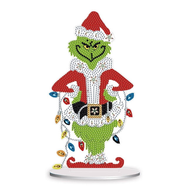 Acrílico Grinch redondo+forma especial diamante pintura DIY kit de adornos de mesa